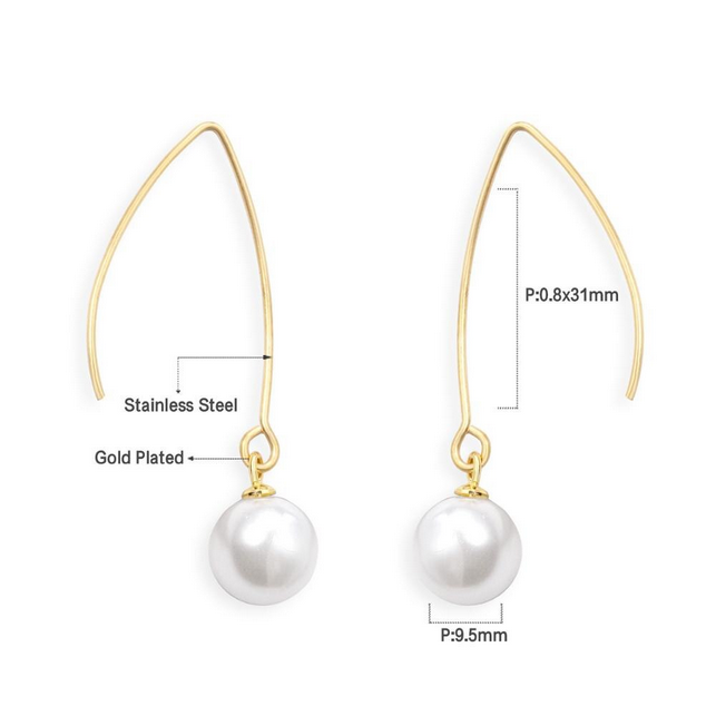 Minimalist Pearl Drop Dangle Earrings | Tarnish-Free 316L Stainless Steel