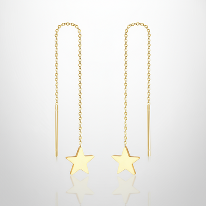 Celestial Star Threader Earrings | Long Dangle Tarnish-Free Stainless Steel