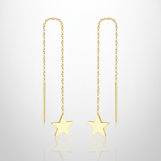 Celestial Star Threader Earrings | Long Dangle Tarnish-Free Stainless Steel