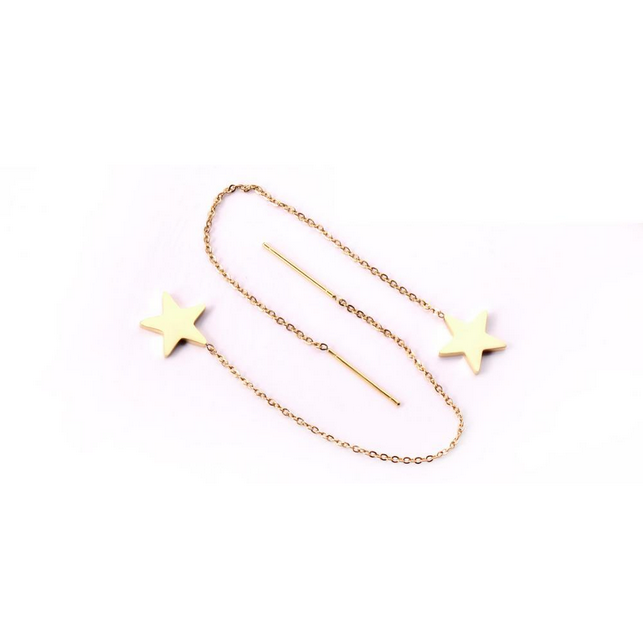 Celestial Star Threader Earrings | Long Dangle Tarnish-Free Stainless Steel