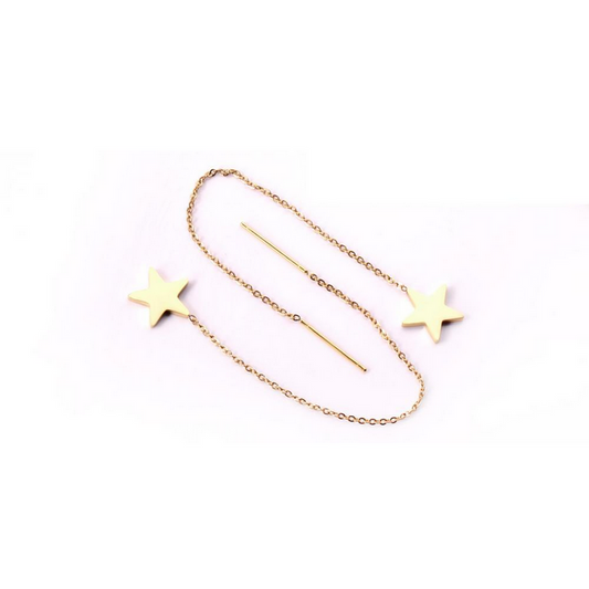 Celestial Star Threader Earrings | Long Dangle Tarnish-Free Stainless Steel