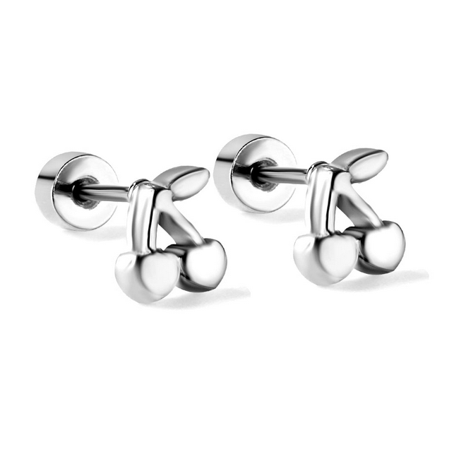 Cherry Screw Back Stud Earrings | Tarnish-Free 18K Gold Cartilage Studs