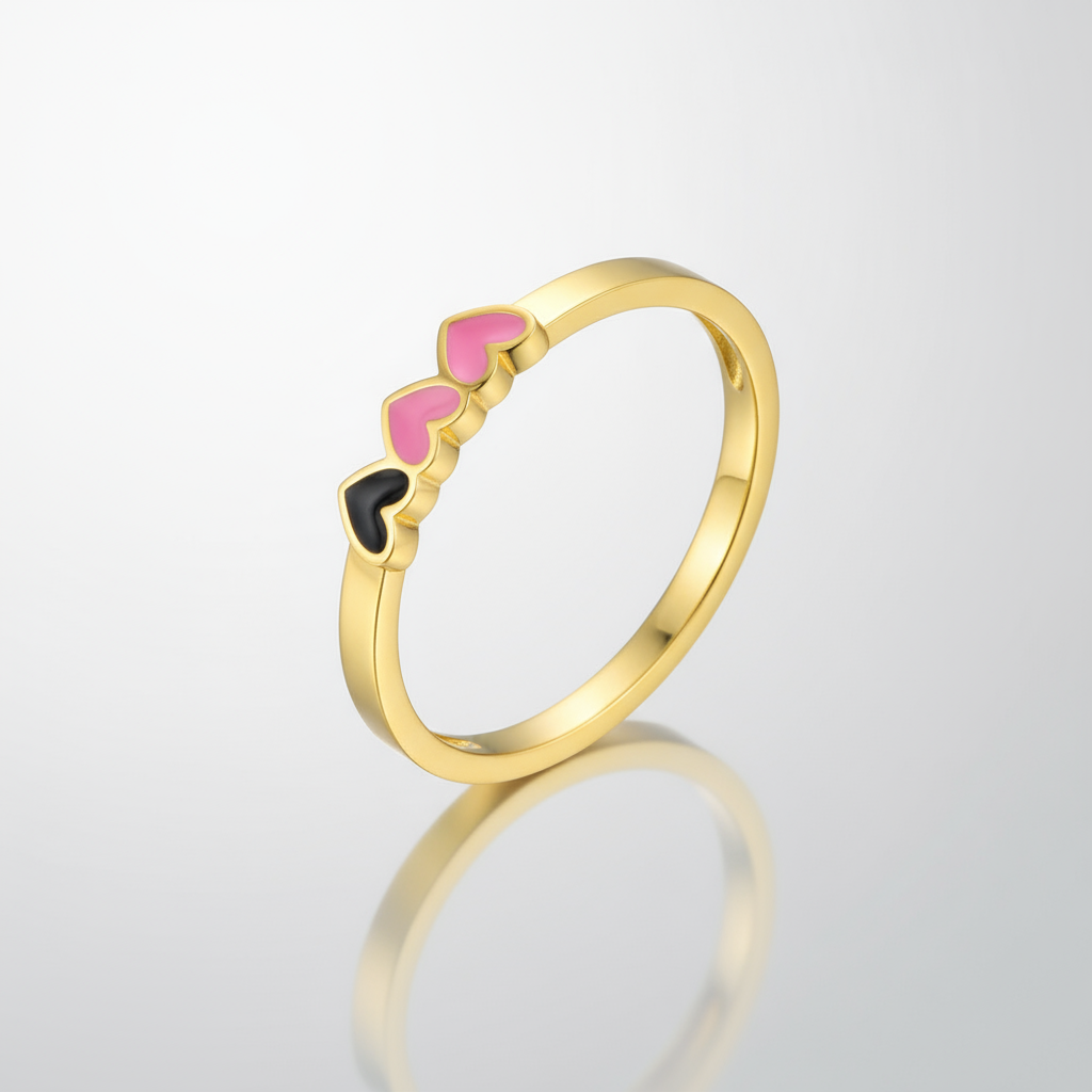 Gold Plated Stainless Steel Triple Heart Ring | Cute & Dainty Love Jewelry