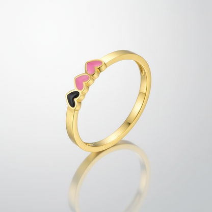 Gold Plated Stainless Steel Triple Heart Ring | Cute & Dainty Love Jewelry