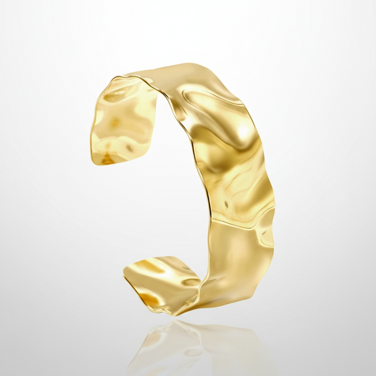 Liquid Gold Sculptural Cuff Bracelet | Wide Tarnish-Free Stainless Steel