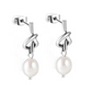 Rope Knot Pearl Drop Earrings | Tarnish-Free 18K Gold Dangle Studs