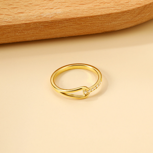 18K Gold Plated Stainless Steel Water Drop Geometric Ring | Tarnish-Free & Hypoallergenic