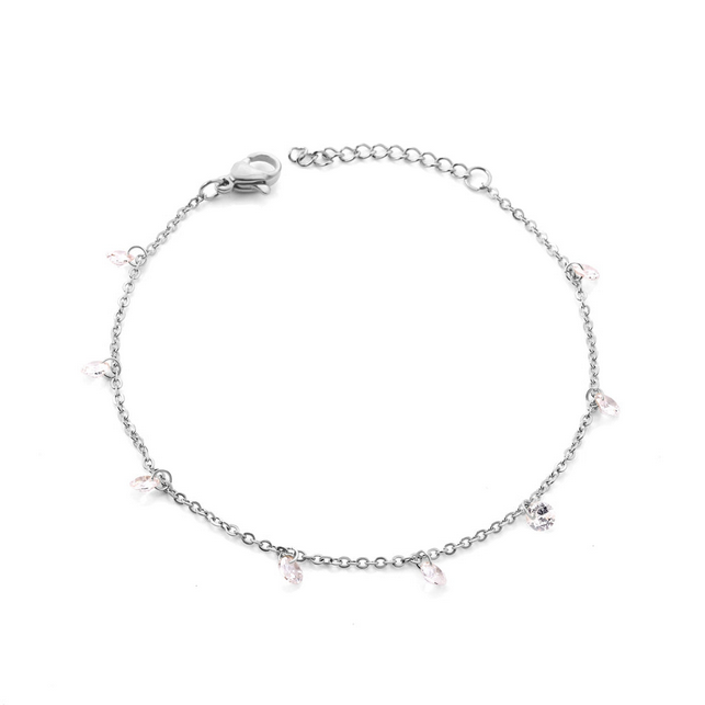 Dainty CZ Station Bracelet | Tarnish-Free 18K Gold Plated Layering Chain