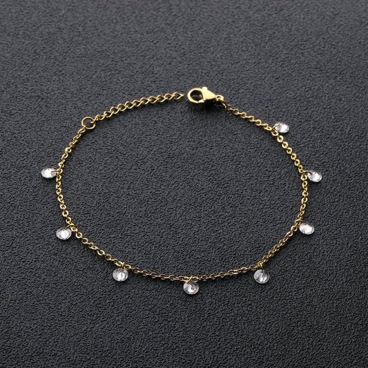 Dainty CZ Station Bracelet | Tarnish-Free 18K Gold Plated Layering Chain