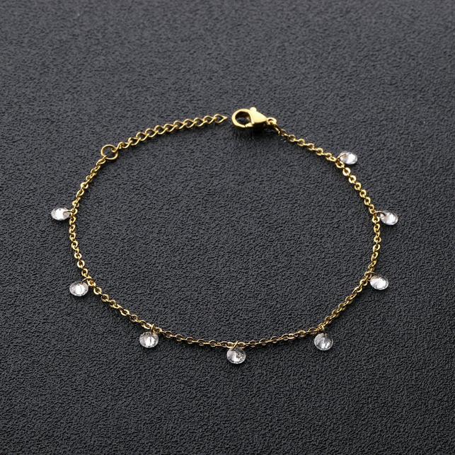 Dainty CZ Station Bracelet | Tarnish-Free 18K Gold Plated Layering Chain