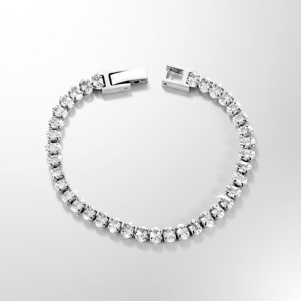 Multicolor Gemstone Tennis Bracelet | Tarnish-Free Oval CZ & Gold Plated