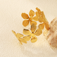 Wide Floral Statement Cuff Bracelet | Tarnish-Free Gold Flower Bangle