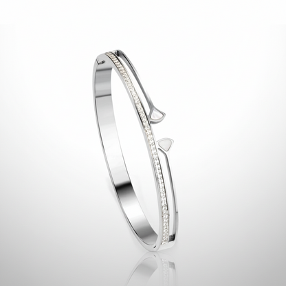 Pavé CZ Split Bangle Bracelet | Tarnish-Free Silver Open Cuff