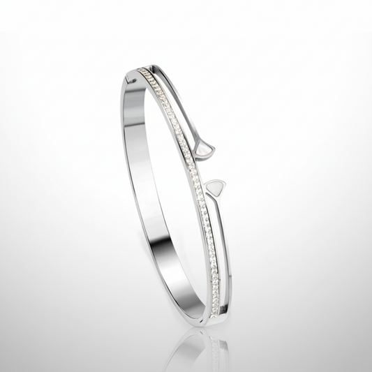Pavé CZ Split Bangle Bracelet | Tarnish-Free Silver Open Cuff