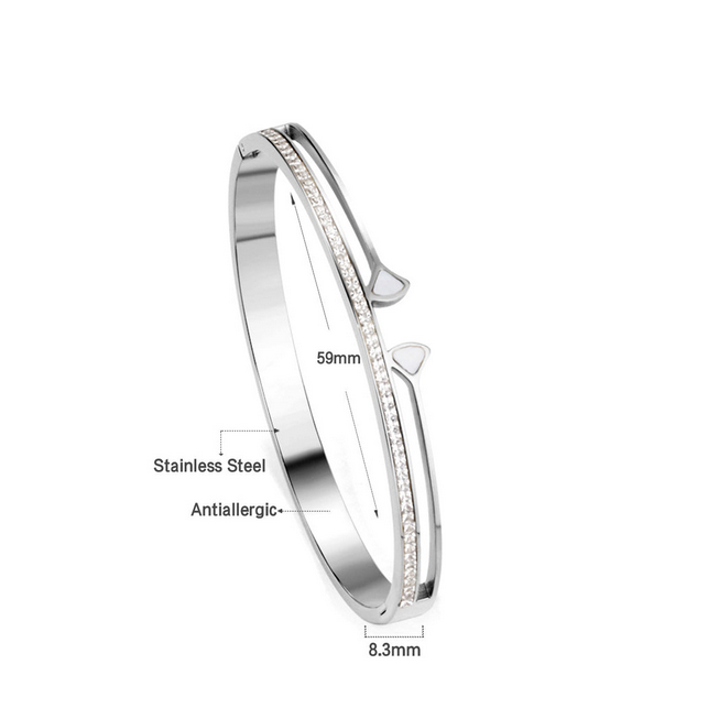 Pavé CZ Split Bangle Bracelet | Tarnish-Free Silver Open Cuff