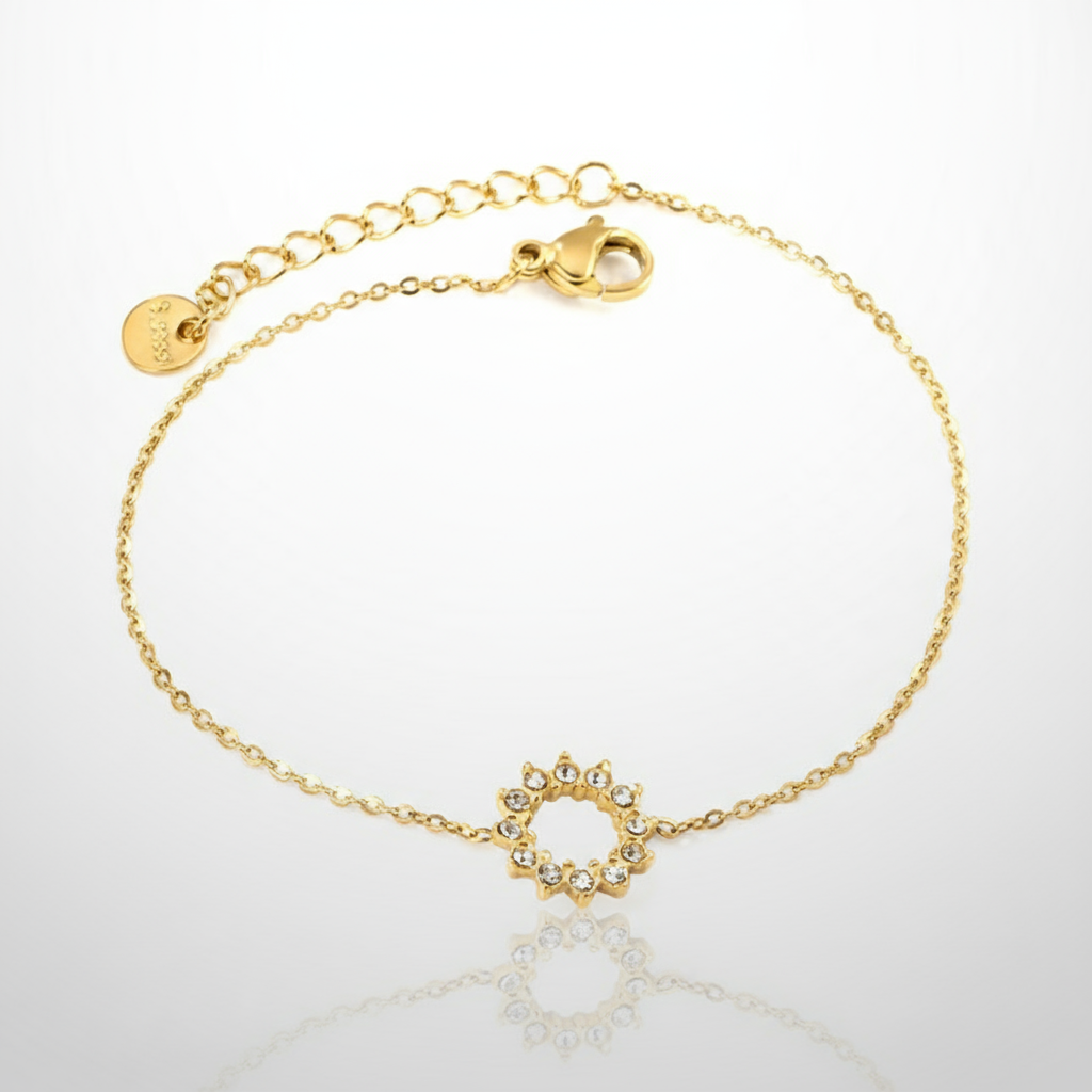 Dainty Sunburst Charm Bracelet | Tarnish-Free CZ Gold Chain for Layering