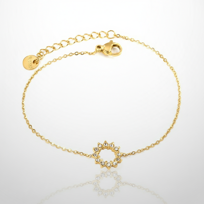 Dainty Sunburst Charm Bracelet | Tarnish-Free CZ Gold Chain for Layering