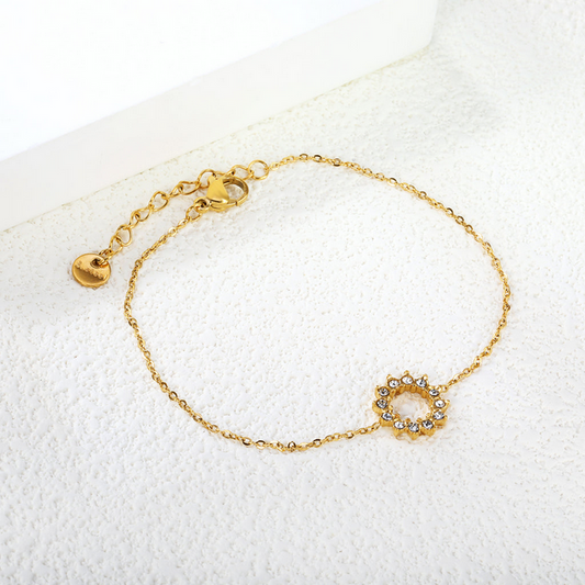 Dainty Sunburst Charm Bracelet | Tarnish-Free CZ Gold Chain for Layering