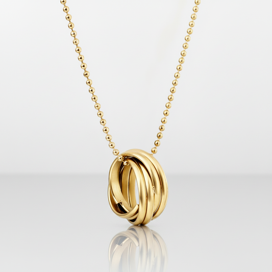 Interlocking Knot Pendant Necklace | Tarnish-Free Gold Bead Chain Statement