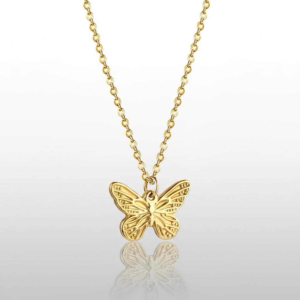 Dainty Butterfly Pendant Necklace | Tarnish-Free 18K Gold Charm Chain