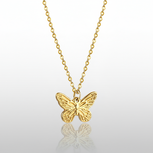 Dainty Butterfly Pendant Necklace | Tarnish-Free 18K Gold Charm Chain