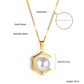 Geometric Hexagon Pearl Pendant Necklace | Tarnish-Free 18K Gold Finish - Fynzi