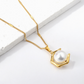 Geometric Hexagon Pearl Pendant Necklace | Tarnish-Free 18K Gold Finish - Fynzi