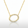 Oval Pavé CZ Pendant Necklace | Tarnish-Free Gold Layering Chain - Fynzi