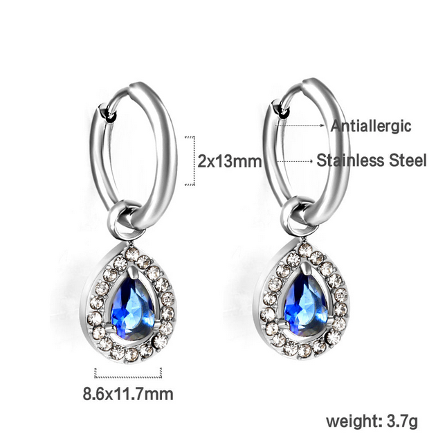 2x13mm Teardrop CZ Halo Dangle Huggies | Tarnish-Free 18K Gold Plated Hoop Earrings