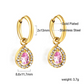 2x13mm Teardrop CZ Halo Dangle Huggies | Tarnish-Free 18K Gold Plated Hoop Earrings