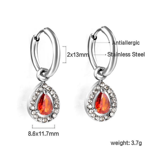 2x13mm Teardrop CZ Halo Dangle Huggies | Tarnish-Free 18K Gold Plated Hoop Earrings