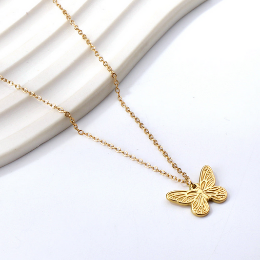 Dainty Butterfly Pendant Necklace | Tarnish-Free 18K Gold Charm Chain