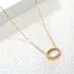 Oval Pavé CZ Pendant Necklace | Tarnish-Free Gold Layering Chain - Fynzi