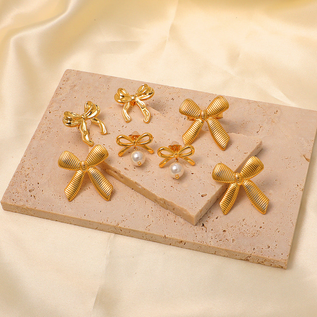 Sculptural Statement Bow Earrings | 18K Gold Plated Tarnish-Free Studs