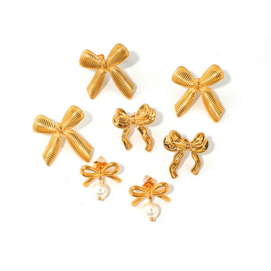 Sculptural Statement Bow Earrings | 18K Gold Plated Tarnish-Free Studs