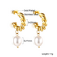 Twisted Hoop Pearl Drop Earrings | 18K Gold Plated Tarnish-Free Dangles